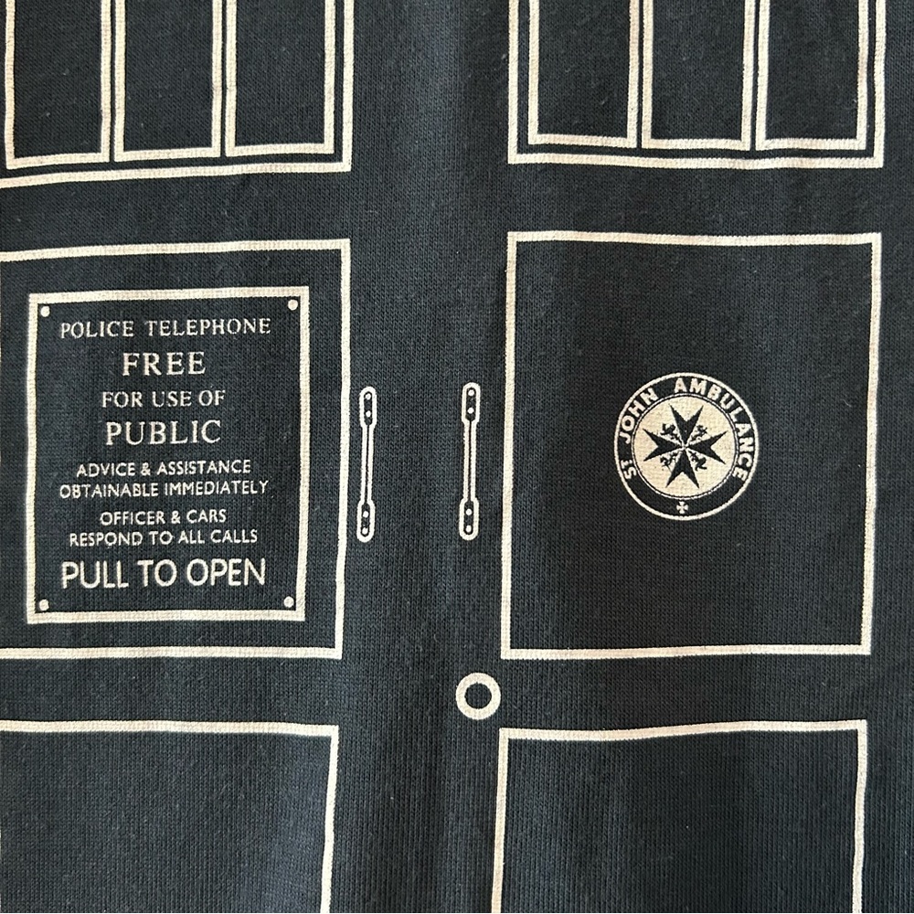 Her Universe Dr Who Tardis Union Jack navy blue cardigan sweater size medium - Picture 16 of 16